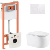 Готовое решение Qtap для ванной комнаты: подвесной унитаз Taurus Ultra Quiet 515×360×350 + комплект инсталляции Nest 4 в 1 (круглая клавиша White) (SD00055990)