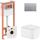 Готове рішення Qtap для ванної кімнати: підвісний унітаз Gemini Ultra Quiet 485×340×350 + комплект інсталяції Nest 4 в 1 (лінійна клавіша Satin) (SD00056001)