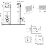 Готовое решение Qtap для ванной комнаты: подвесной унитаз Gemini Ultra Quiet 485×340×350 + комплект инсталляции Nest 4 в 1 (круглая клавиша Satin) (SD00056002) Фото - 6