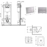 Готове рішення Qtap для ванної кімнати: підвісний унітаз Gemini Ultra Quiet 485×340×350 + комплект інсталяції Nest 4 в 1 (квадратна клавіша Satin) (SD00056004) Фото - 6
