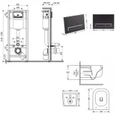 Готове рішення Qtap для ванної кімнати: підвісний унітаз Gemini Ultra Quiet 485×340×350  + комплект інсталяції Nest 4 в 1 (лінійна клавіша Matt Black) (SD00056007) Фото - 6
