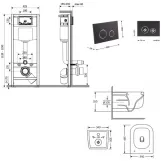 Готове рішення Qtap для ванної кімнати: підвісний унітаз Gemini Ultra Quiet 485×340×350 + комплект інсталяції Nest 4 в 1 (кругла клавіша Matt Black) (SD00056008) Фото - 6