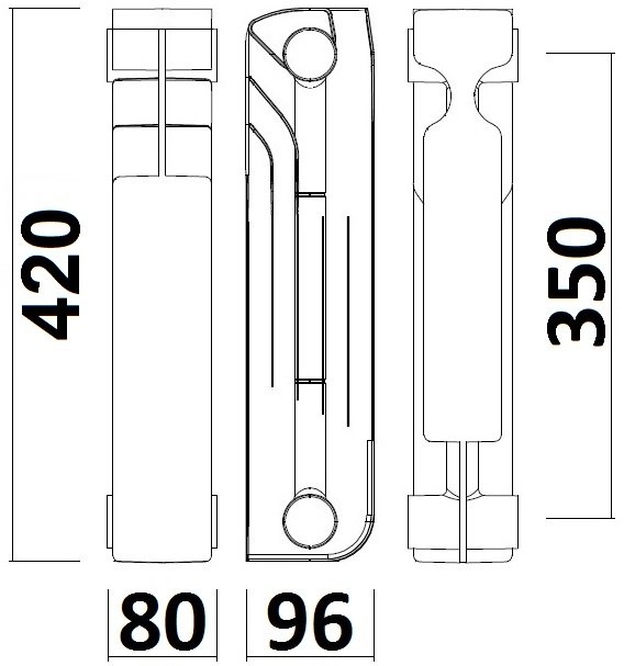 Радіатор біметалевий секційний QUEEN THERM 350/96 (кратно 10) Фото - 2