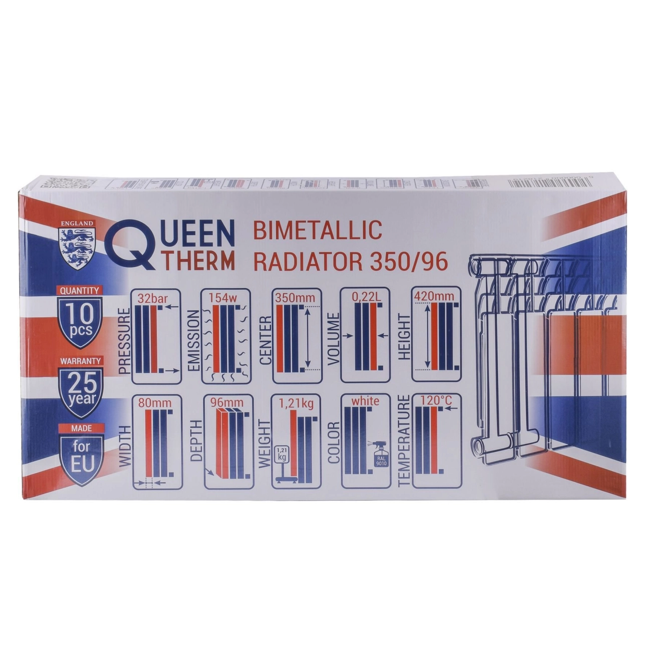 Радіатор біметалевий секційний QUEEN THERM 350/96 (кратно 10) Фото - 4