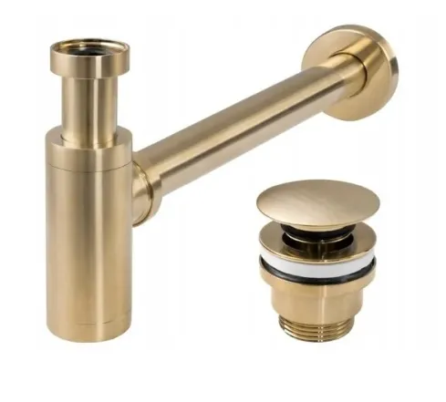Сифон для умивальника Rea, із пробкою click-clack, brushed gold (REA-A8586)
