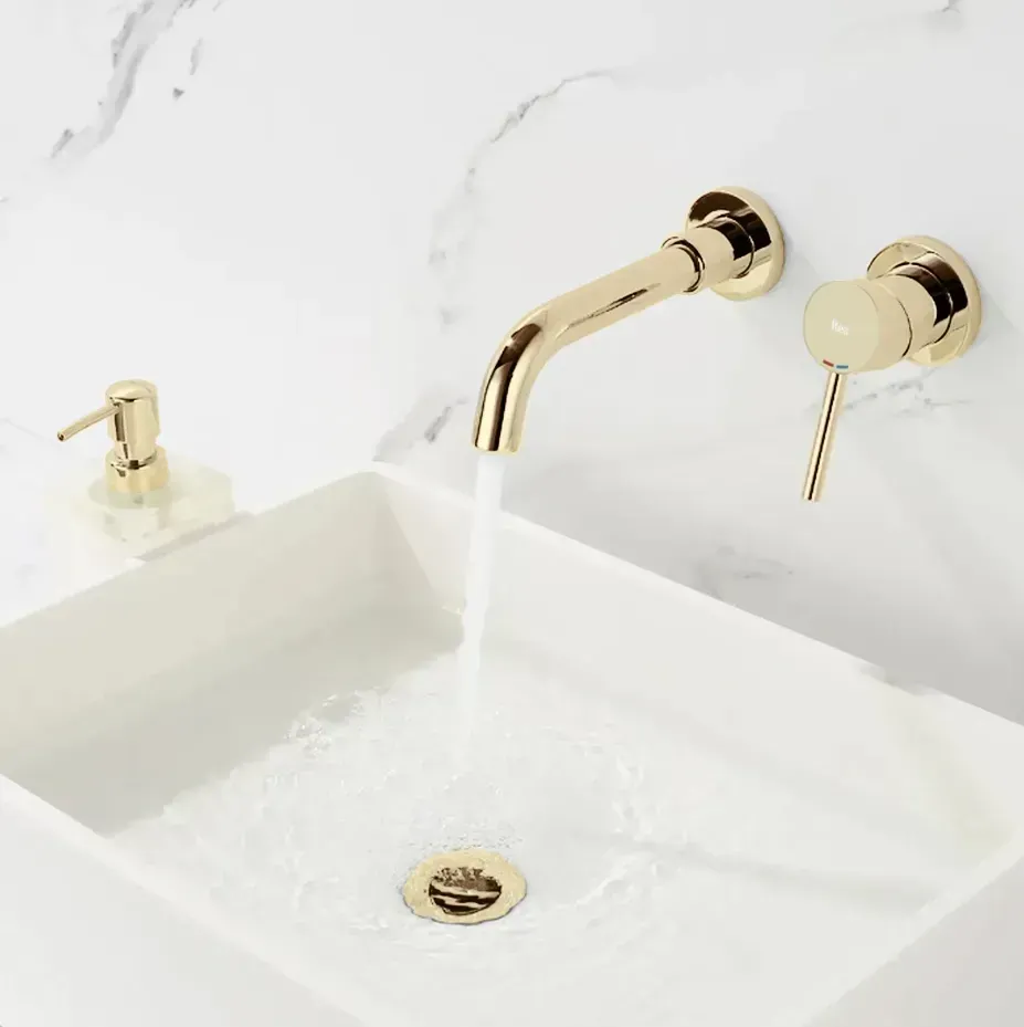 Смеситель для умывальника скрытого монтажа Rea Lungo gold long (REA-B0370) Фото - 5