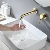Смеситель для умывальника скрытого монтажа Rea Lungo gold long (REA-B0370) Фото - 3