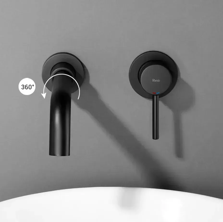 Змішувач для умивальника прихованого монтажу Rea Lungo black long (REA-B0371) Фото - 2