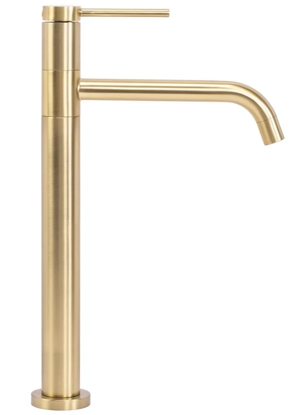 Смеситель для умывальника Rea Lugano gold brushed, высокий (REA-B4420) Фото - 1