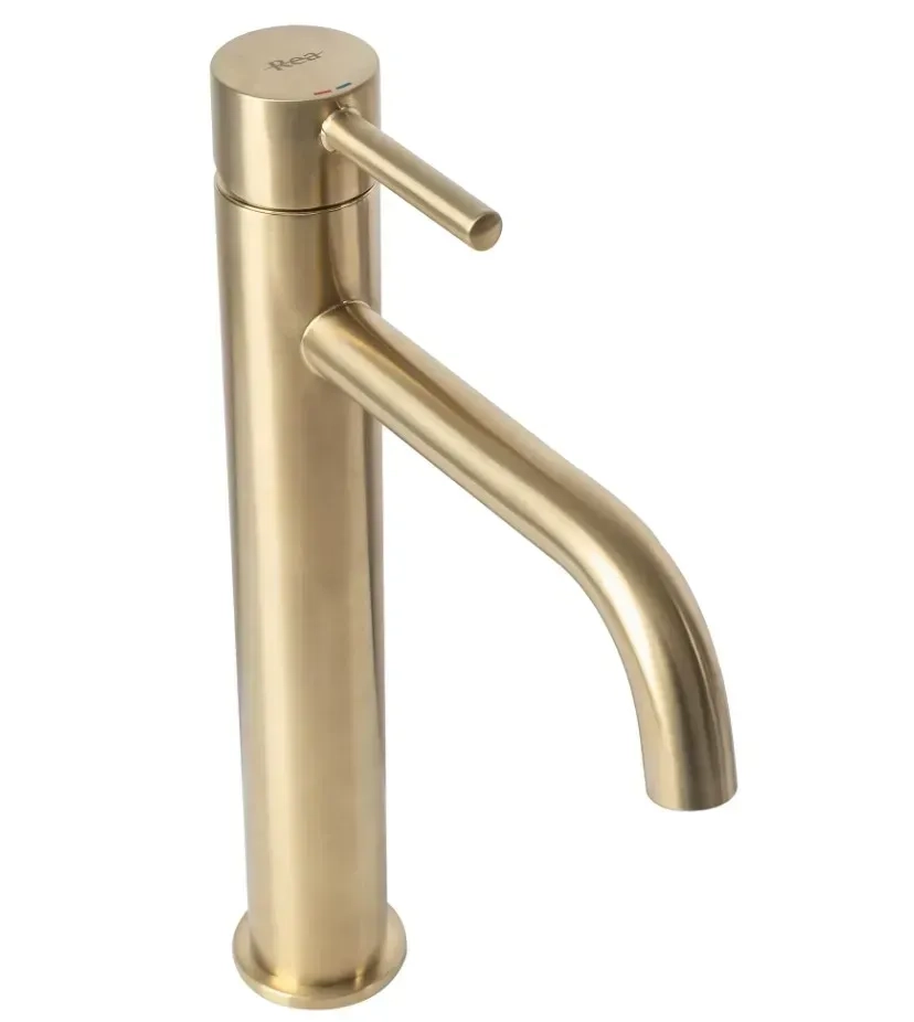 Смеситель для умывальника Rea lungo gold matt, высокий (REA-B4526) Фото - 2
