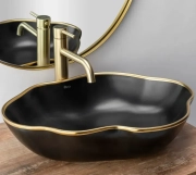 Смеситель для умывальника Rea lungo gold matt, высокий (REA-B4526) Фото - 3