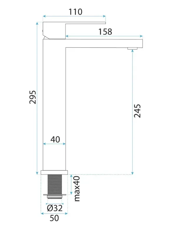 Змішувач для умивальника Rea Arlo brushed nickel, високий (REA-B4588) Фото - 2