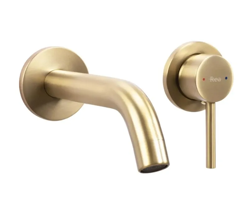 Смеситель для умывальника скрытого монтажа Rea Owen gold brushed + box (REA-B5334)