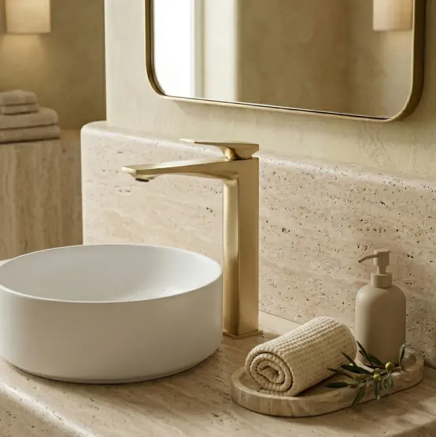 Змішувач для умивальника Rea Prime високий, brushed gold (REA-B6733) Фото - 1