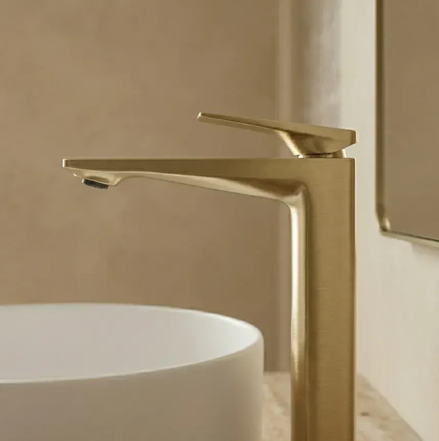Змішувач для умивальника Rea Prime високий, brushed gold (REA-B6733) Фото - 2
