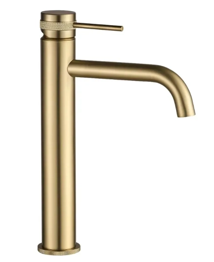 Змішувач для умивальника Rea Lungo Grip високий, brushed gold (REA-B6896)