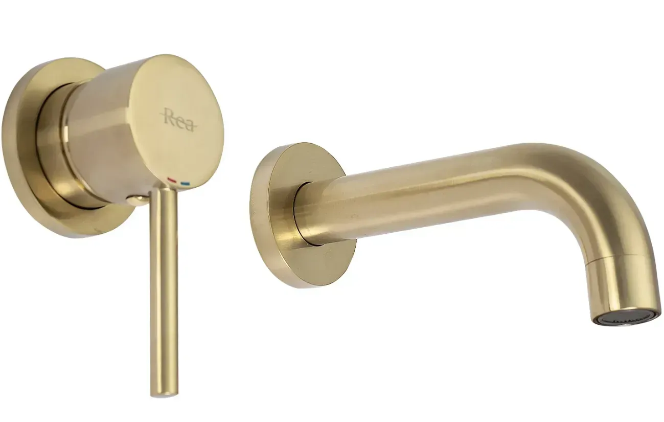Смеситель для умывальника скрытого монтажа Rea Lungo gold brush (REA-B8652) Фото - 3