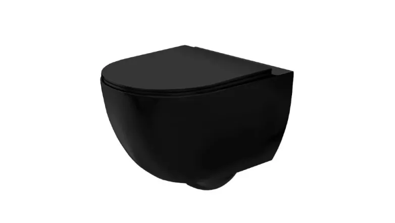 Унитаз Carlo Mini Rimless 48x37 black mat + сиденье дюропластовое soft-close (REA-C8489)
