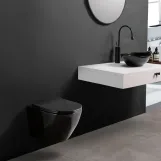 Унітаз Rea Carlo Mini Flat black gloss підвісний без обідка, сидіння дюропластів повільно падаюче (REA-C8936) Фото - 1