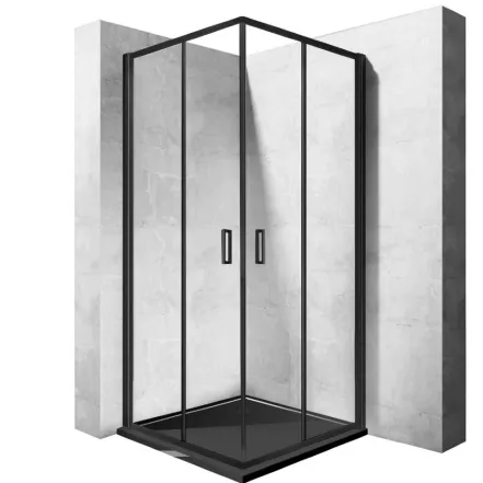 Душова кабіна Rea Punto 80x80 black безпечне скло, прозоре (REA-K4800)