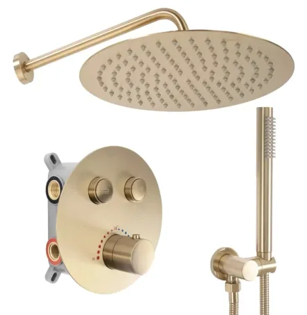Душевой комплект скрытого монтажа Rea Lungo gold brushed + box (REA-P8551)
