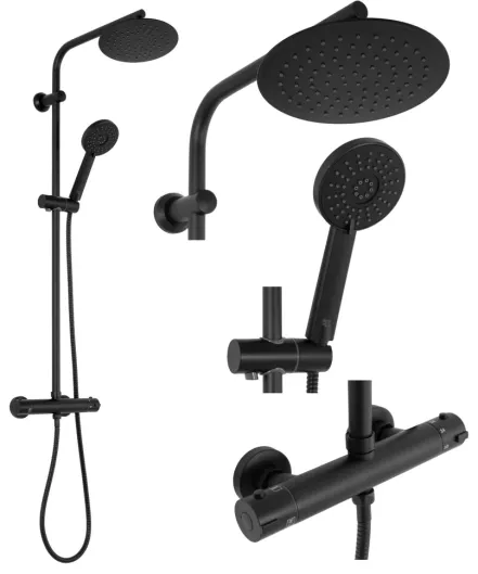 Душевая система Rea Bliss black с термосатом (REA-P8804)