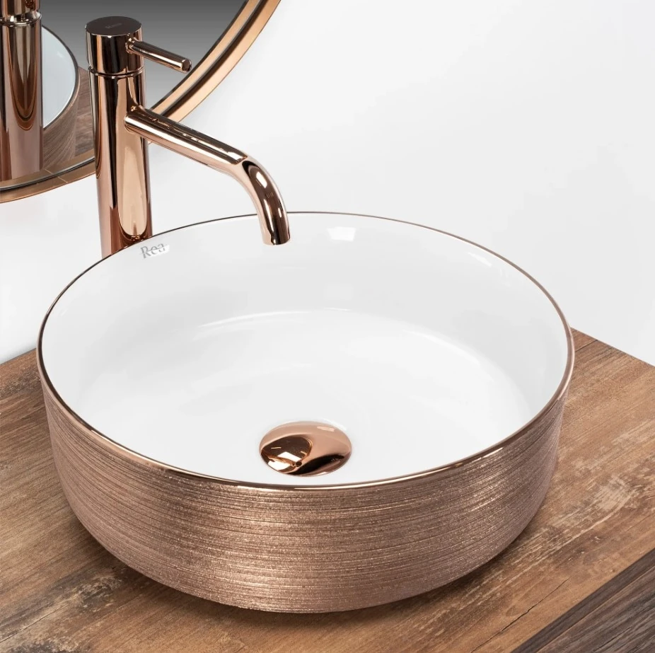 Умивальник Rea Sami 36x36 brush rose gold (REA-U3303) Фото - 1