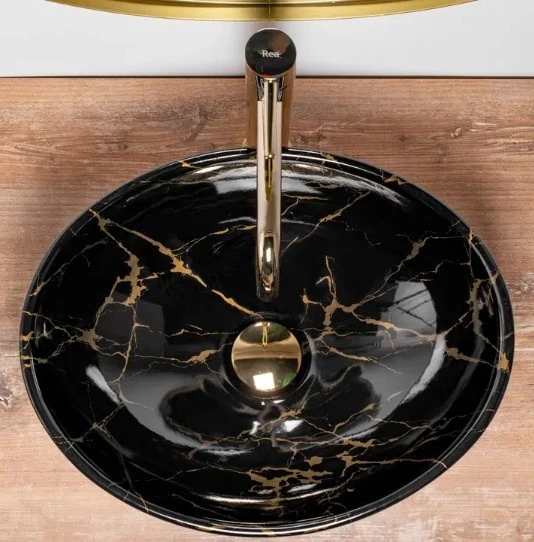 Умивальник Rea Sofia 41x34,5 black marble shiny (REA-U5611) Фото - 2