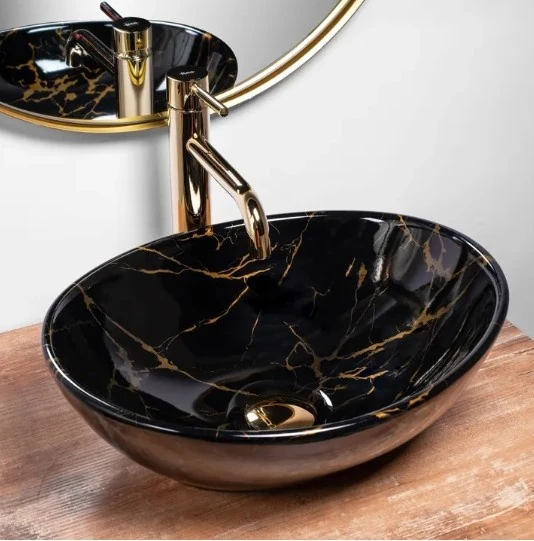 Умивальник Rea Sofia 41x34,5 black marble shiny (REA-U5611) Фото - 3