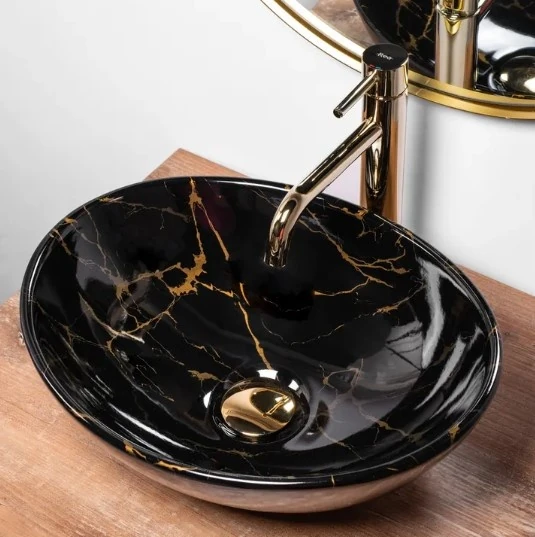 Умивальник Rea Sofia 41x34,5 black marble shiny (REA-U5611) Фото - 4
