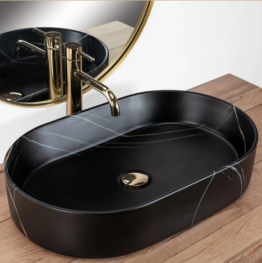 Умывальник Rea Nadia 61x38,5 black stone matt (REA-U8565) Фото - 1
