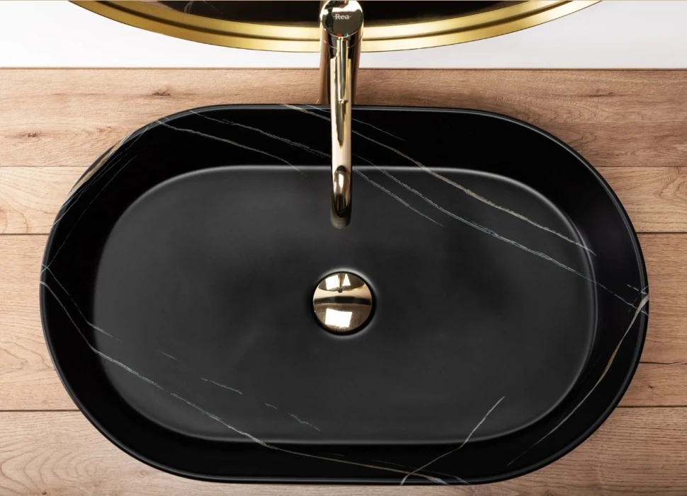 Умывальник Rea Nadia 61x38,5 black stone matt (REA-U8565) Фото - 3