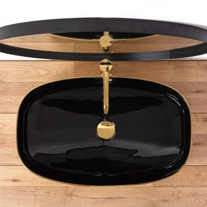 Умывальник Rea Rich 38,5x60,5 black/gold (REA-U9600) Фото - 3