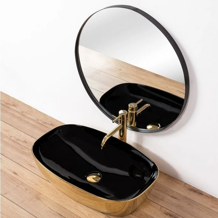 Умывальник Rea Rich 38,5x60,5 black/gold (REA-U9600) Фото - 4