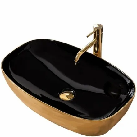 Умывальник Rea Rich 38,5x60,5 black/gold (REA-U9600)