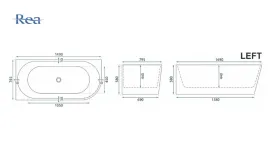 Ванна акрилова Rea Bellanto 150x75 + сифон + пробка click/clack, ліва (REA-W0250) Фото - 2