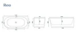 Ванна акрилова Rea Bellanto 160x75 + сифон + пробка click/clack, ліва (REA-W0252) Фото - 3