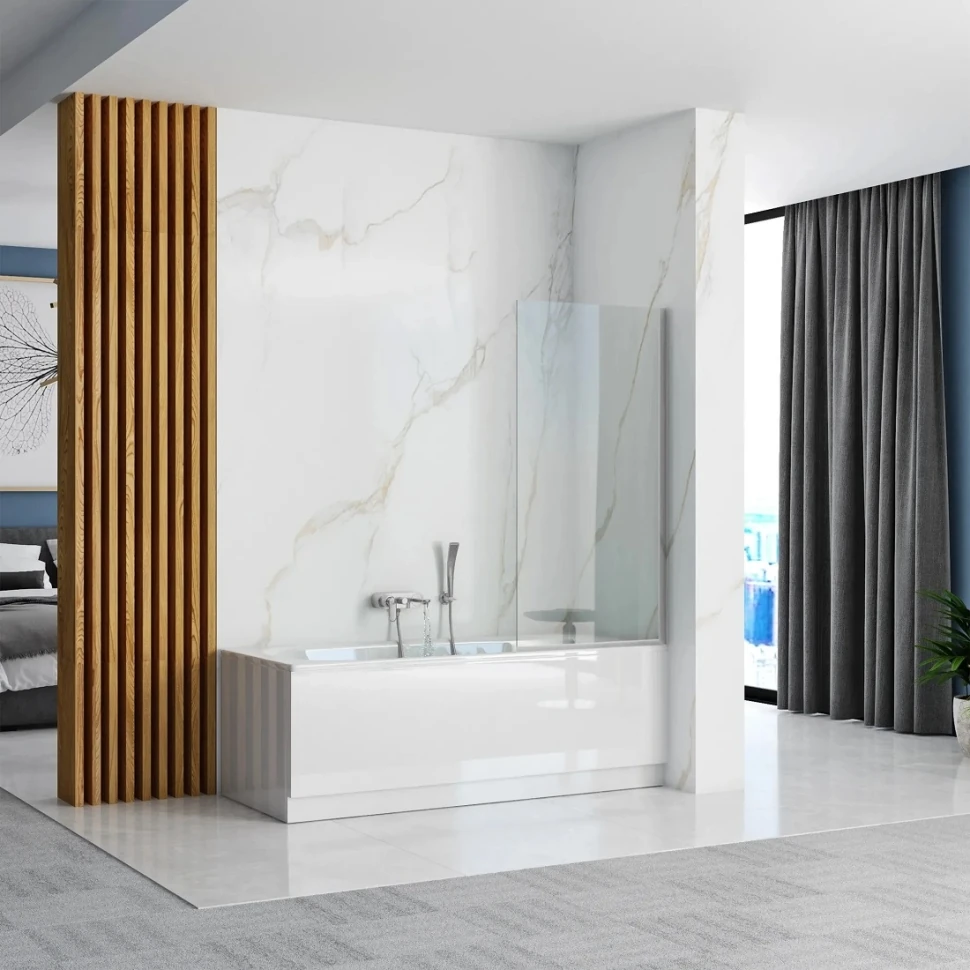 Штора для ванни Rea Lagos Fix 80x140 скло прозоре, хром (REA-W5630) Фото - 1