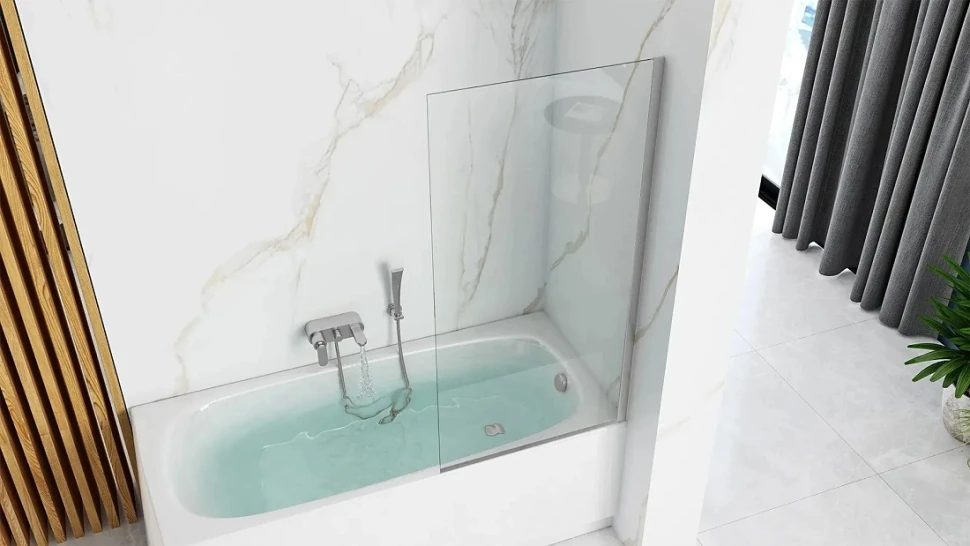 Штора для ванни Rea Lagos Fix 80x140 скло прозоре, хром (REA-W5630) Фото - 3