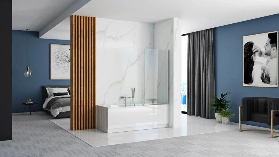 Штора для ванни Rea Lagos Fix 80x140 скло прозоре, хром (REA-W5630) Фото - 4