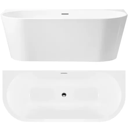 Ванна акриловая Rea Capri 160x75 + сифон + пробка click/clack (REA-W9803)