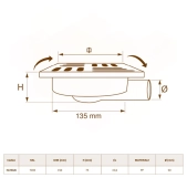 Горизонтальный трап из нержавеющей стали Redi INOX 50x150 мм (E2250AI) Фото - 3