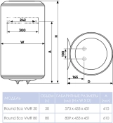 Водонагреватель электрический ROUND ECO VMR 80 (1200W) 951276 Фото - 1
