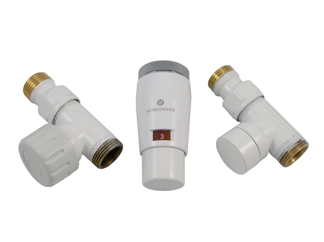 Комплект термостатический Schlosser Elegant Mini, прямой, GZ 1/2 x M22x1,5, белый (М30х1,5) (603400043)