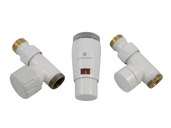 Комплект термостатичний Schlosser Elegant Mini, прямий, GZ 1/2 x M22x1,5, білий (М30х1,5) (603400043)