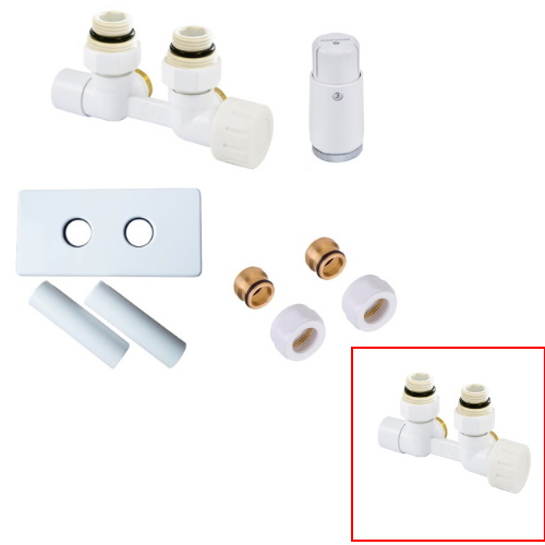 Комплект нижнього підключення кутовий Schlosser Duo-plex Mini (Comple Selection) GZ 1/2 x 16x2 mm правий + комплект трубок з подвійною розеткою