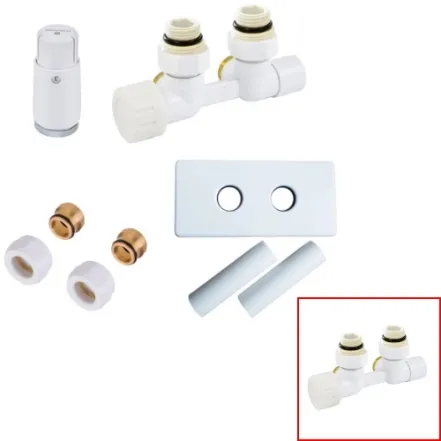 Комплект нижнього підключення кутовий Schlosser Duo-plex Mini (Comple Selection) GZ 1/2 x 16x2 mm лівий + комплект трубок з подвійною розеткою