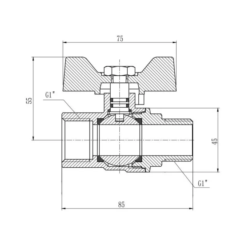 Кран шаровой SD Forte 1" ВЗ для газа (бабочка) SF607G25 Фото - 1
