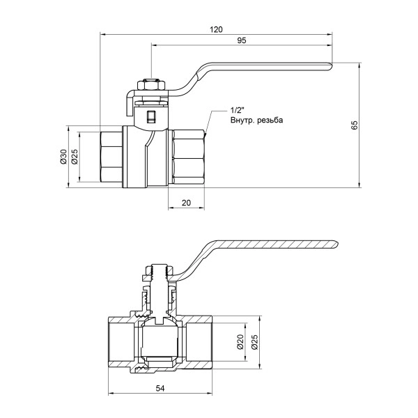 Кран шаровой SD Forte 1/2" ВР для воды (ручка) SF600W15 Фото - 1