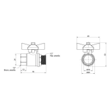 Кран кульовий SD Plus 1/2" ВЗ для води (метелик) SD607W15 Фото - 1